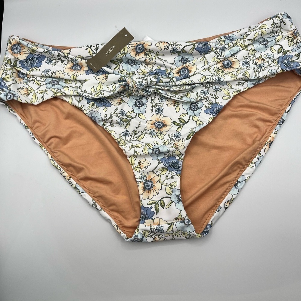 J Crew Women’s Swim Bottom Floral Vine Sz 3X Plus Bikini BF204 NWT Tie High Rise - Picture 2 of 7
